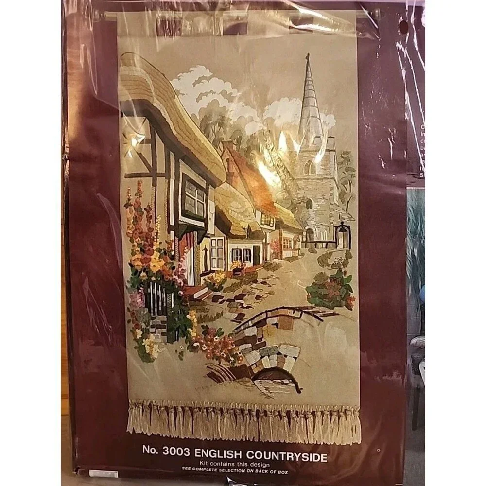 Crewel Tapestry 24”x48” English Countryside